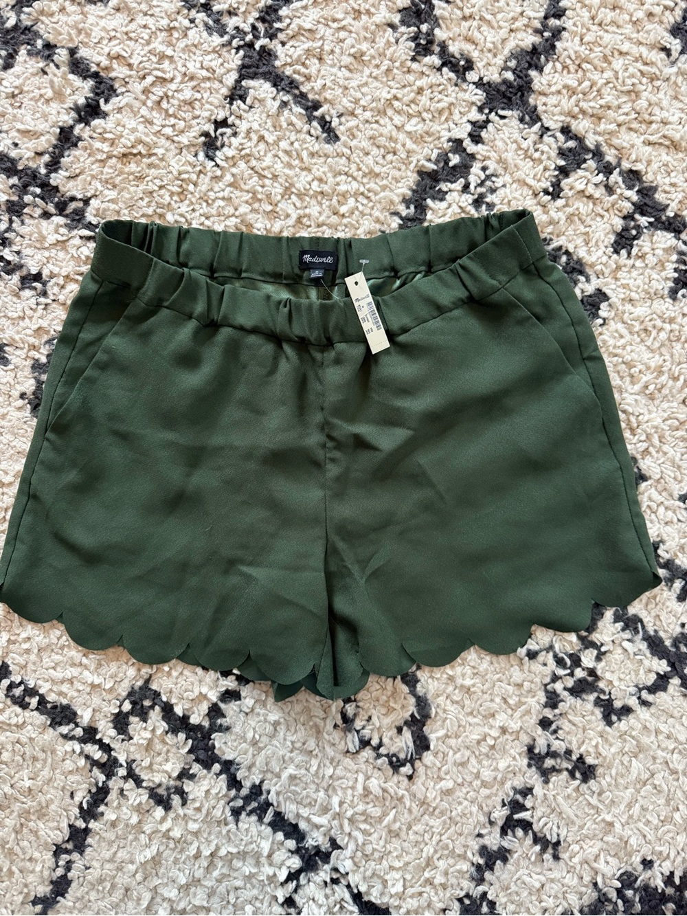 Madewell Dark Green Scallop Hem High Waist Shorts